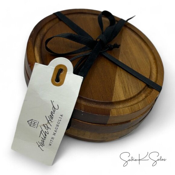 Hearth & Hand Magnolia 4pk Acacia Wood Coaster Set - Target - Picture 3 of 6